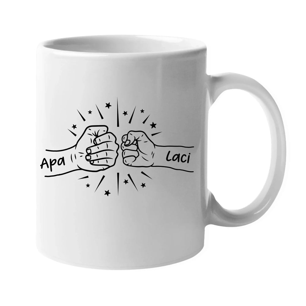 Egyedi neves ajándék bögre apáknak kezes mintával