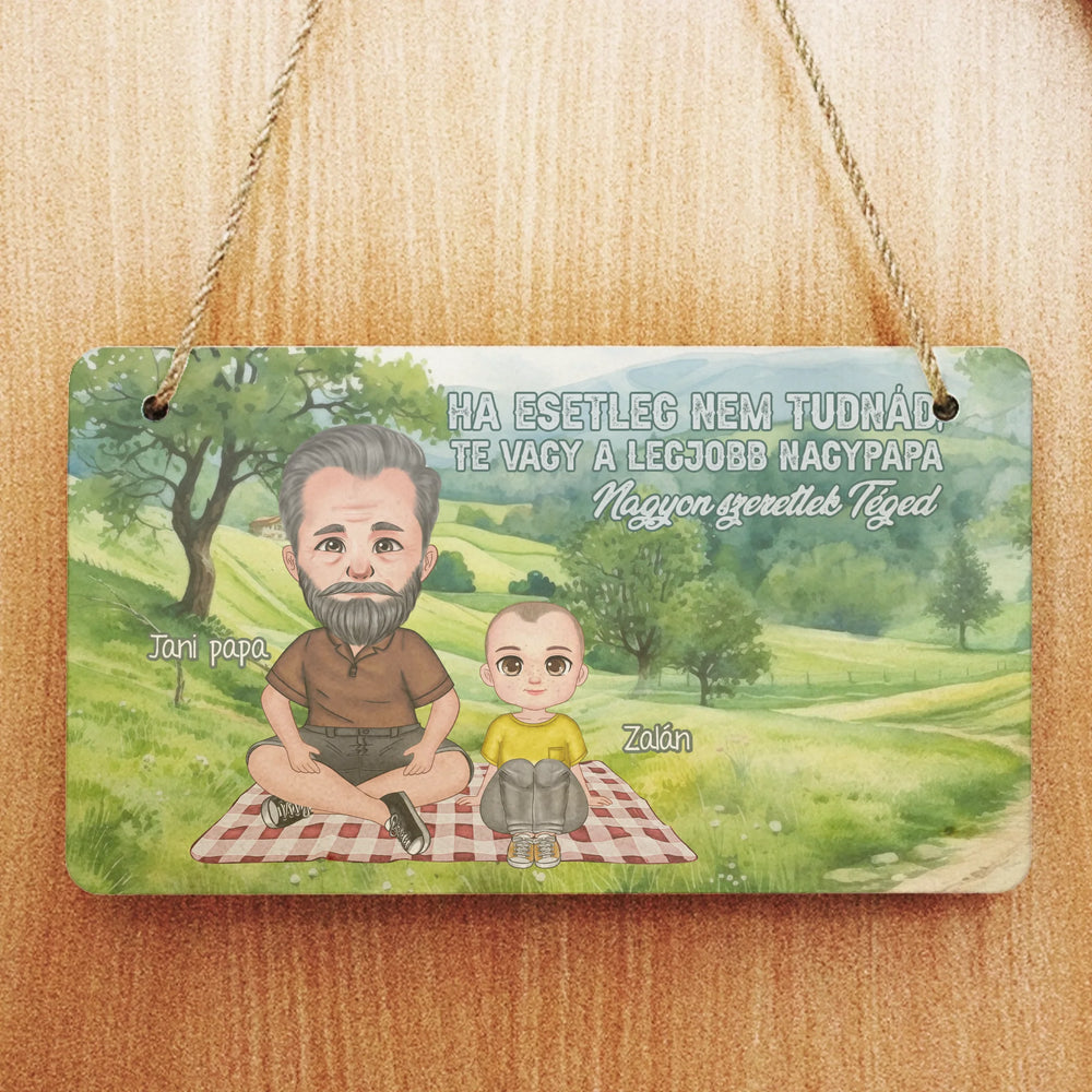 Apák napi ajándék nagypapáknak - Te vagy a legjobb nagypapa fali dekor tábla szerkeszthető karakterekkel