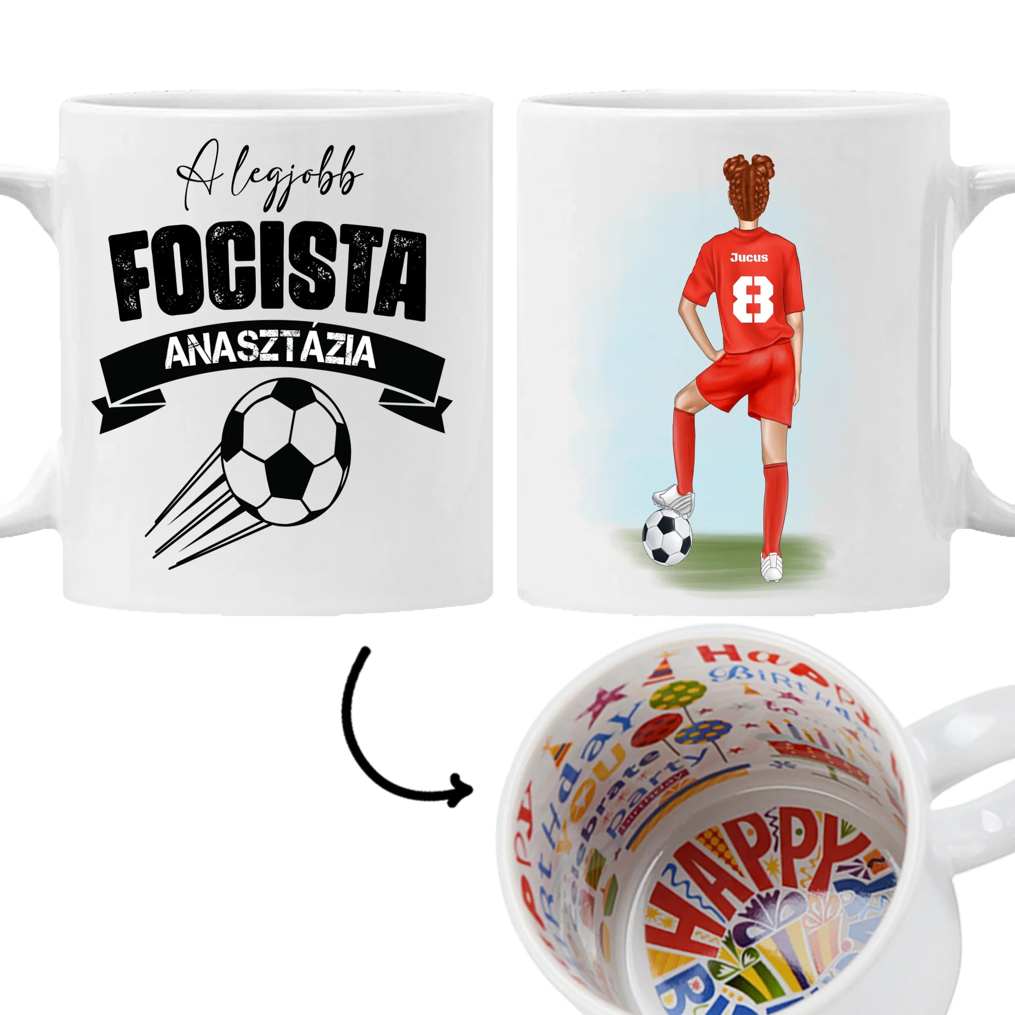 Személyre szabható focis bögre fiúknak