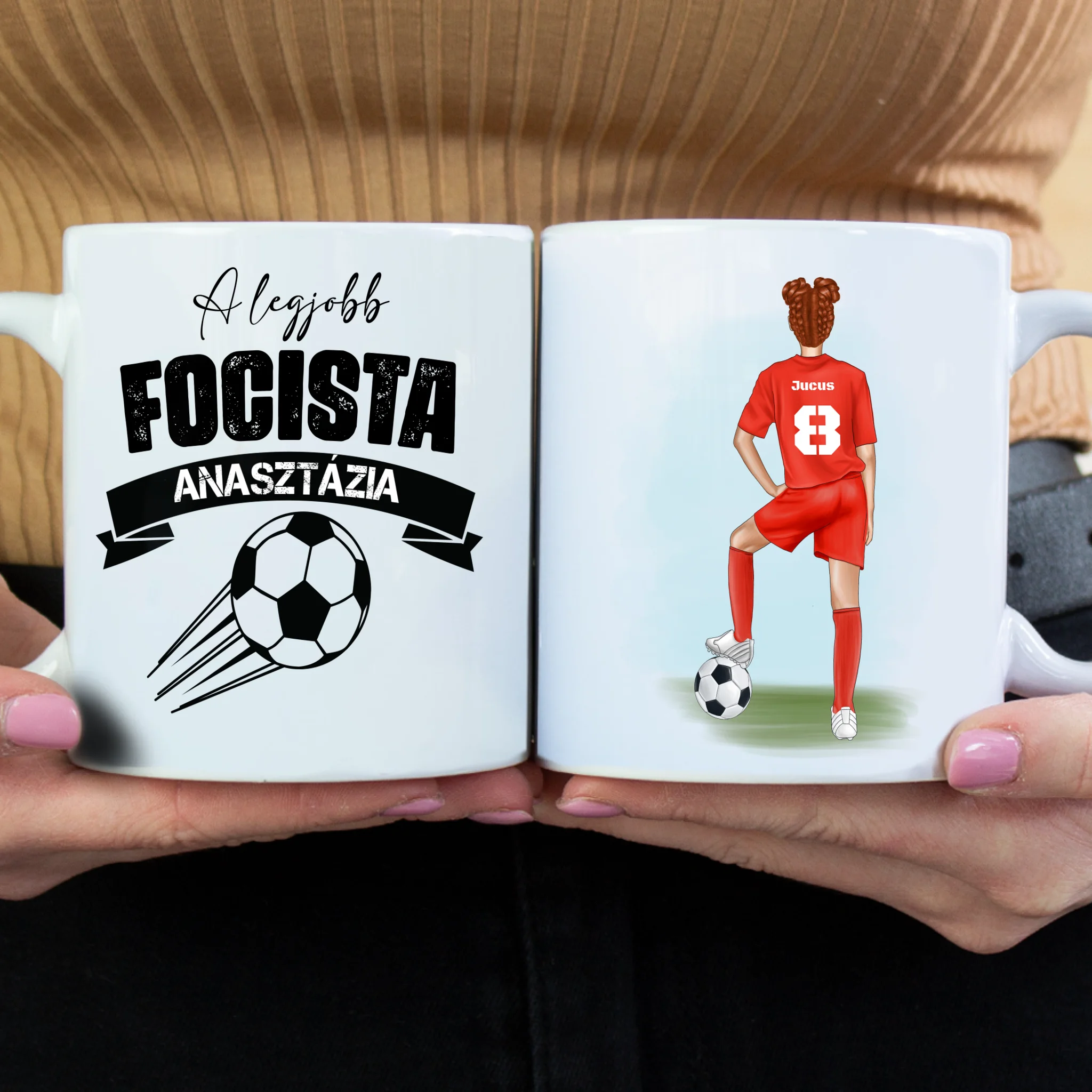 Személyre szabható focis bögre fiúknak