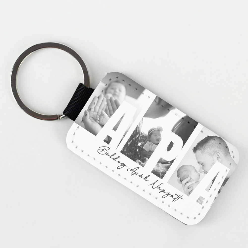 Ajándék Apáknak - Egyedi képes Apa szeretünk kulcstartó