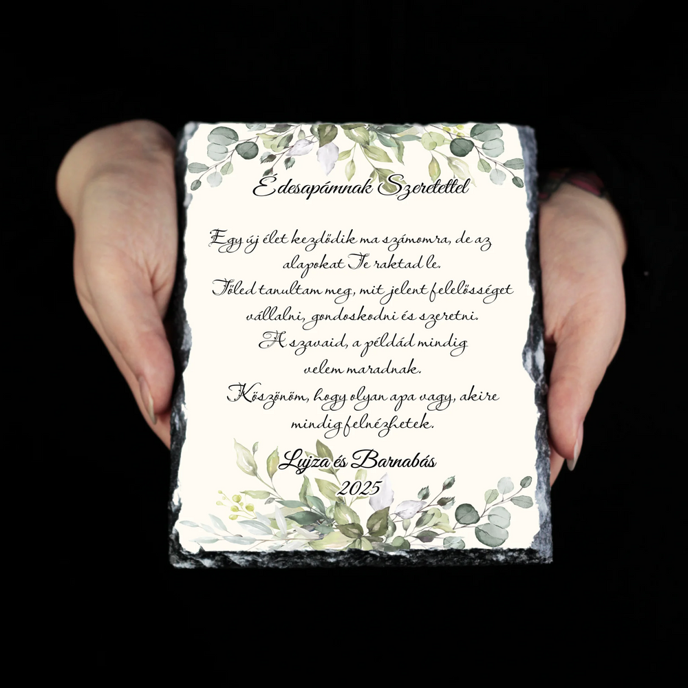Édesapámnak Szeretettel gránitkép - egyedi feliratos esküvői köszönőajándék Apukáknak