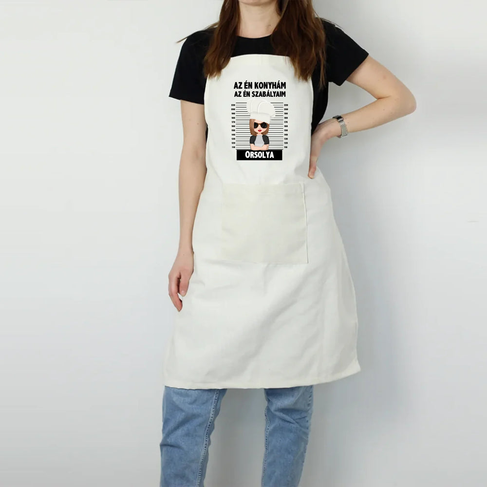 Az én konyhám - Szerkeszthető karakteres ajándék bézs kötény Nőknek
