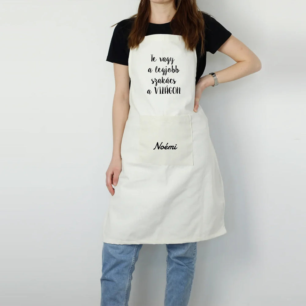 Te vagy a legjobb szakács - Feliratos ajándék kötény egyedi névvel