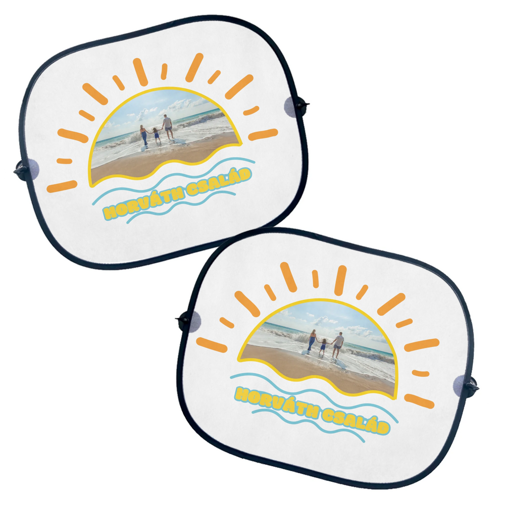 Naplemente mintás fényképes napellenző felirattal