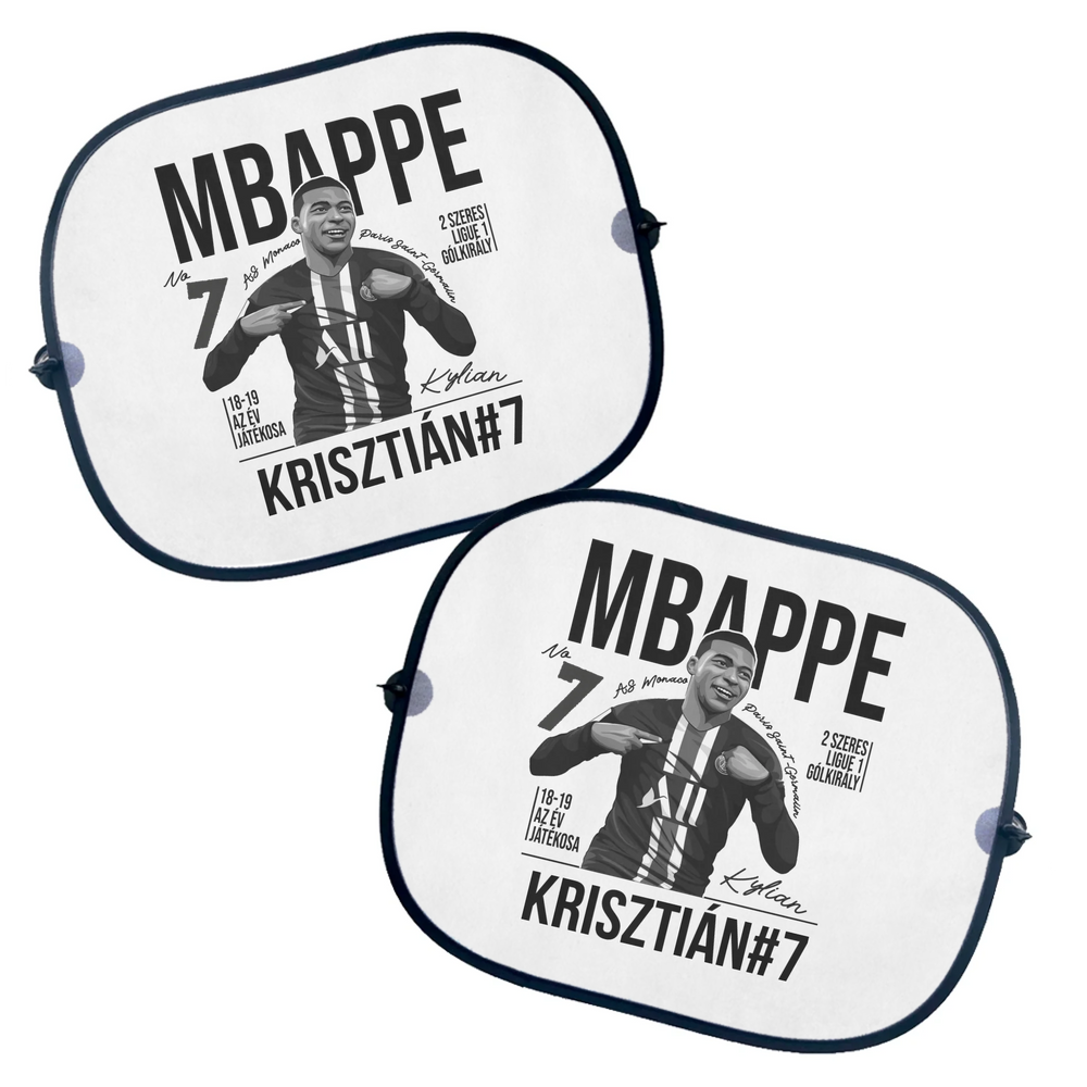 Személyre szabható MBappe focis ajándék autós napellenző