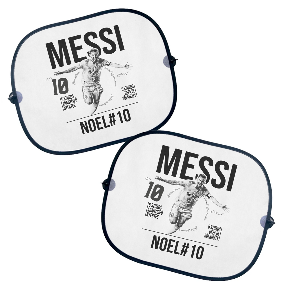 Személyre szabható Messi focis ajándék autós napellenző