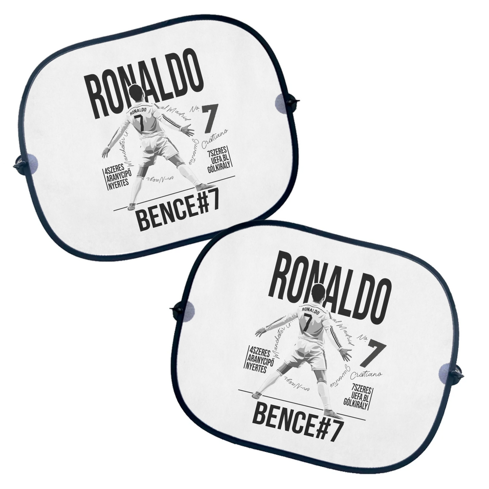 Személyre szabható Ronaldo focis ajándék autós napellenző