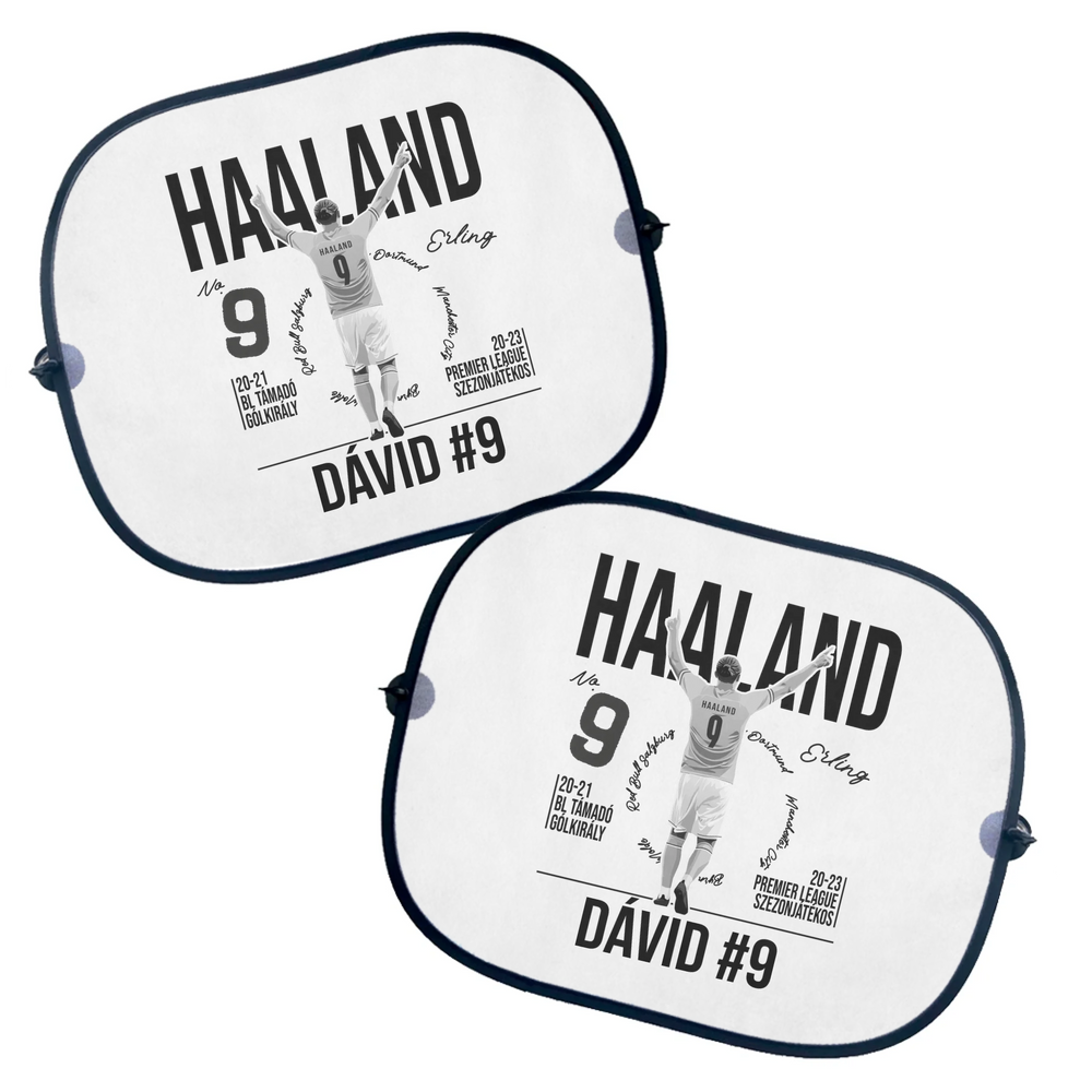 Személyre szabható Haaland focis ajándék autós napellenző