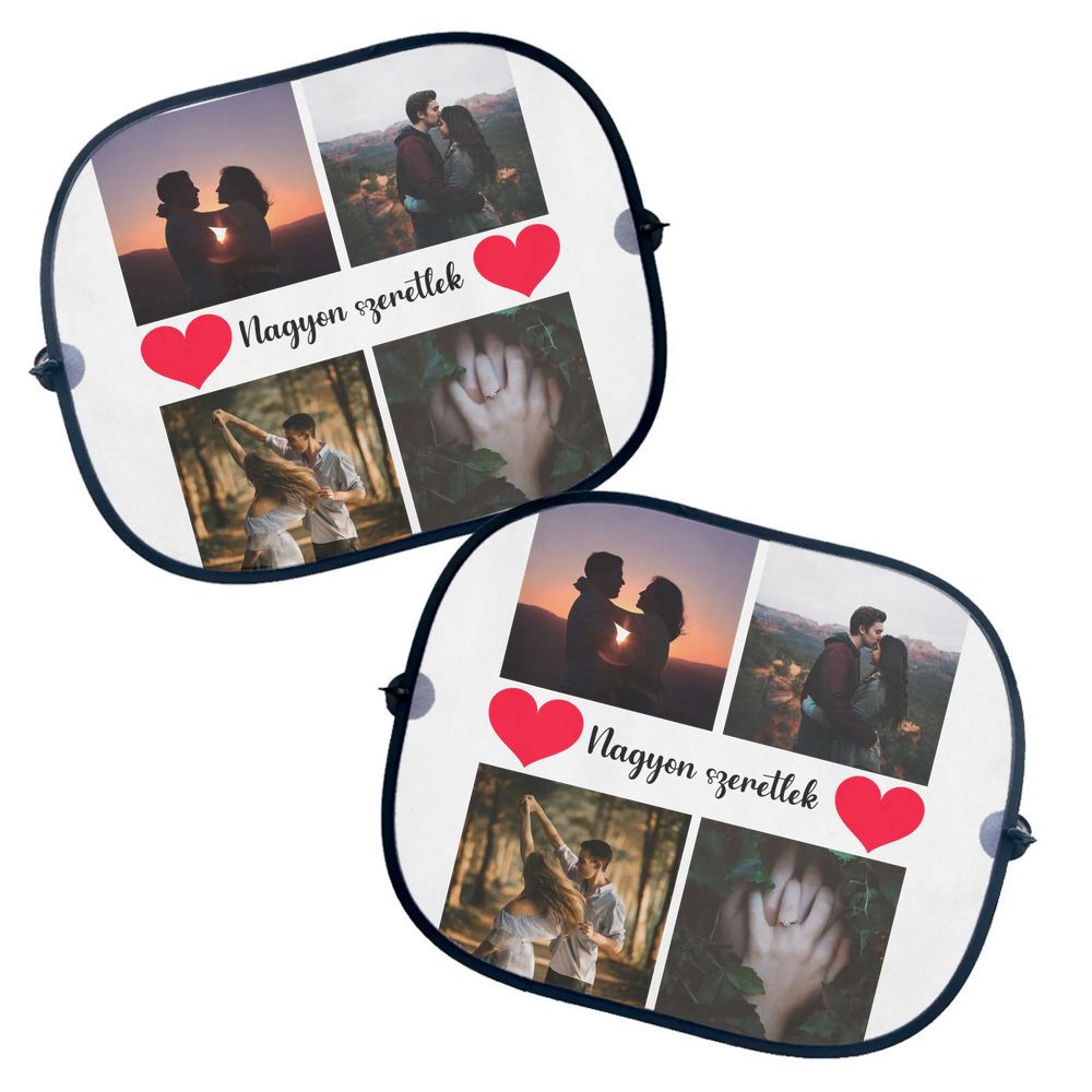 Egyedi 4 képes autós napellenző szerkeszthető felirattal