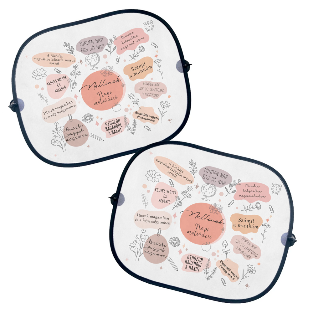 Napi motivációs autós napellenző egyedi felirattal