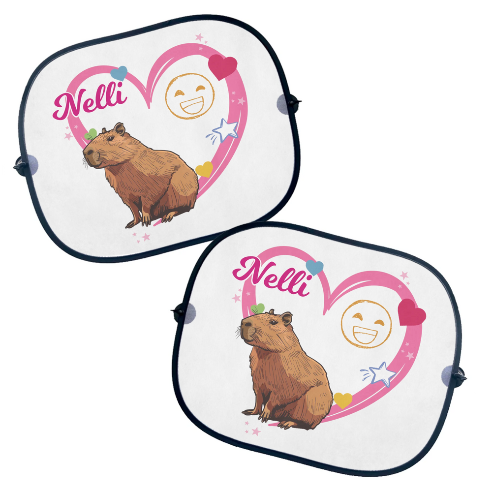 Autós napellenző - Capybara mintás napellenző egyedi névvel