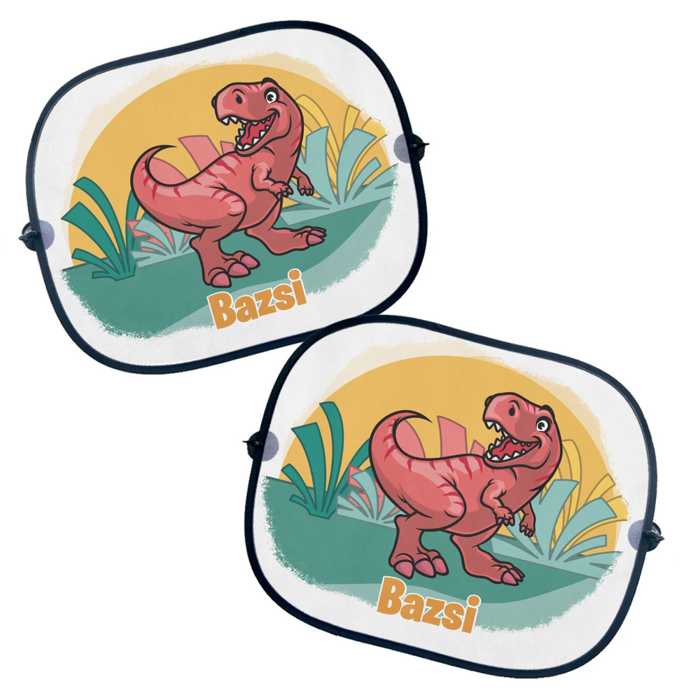 Dínó mintás autós napellenző gyerekeknek egyedi névvel