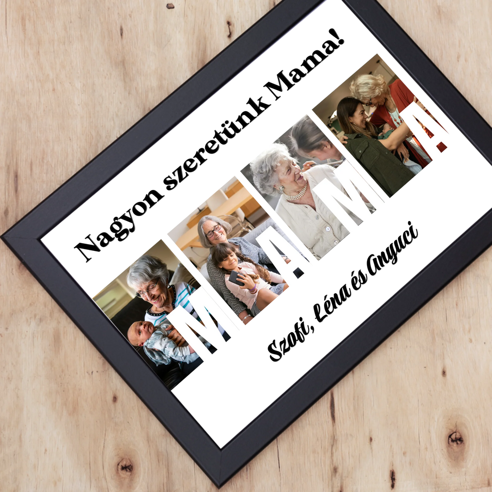 Ajándék Mamának - Egyedi képes Mama szeretünk falikép