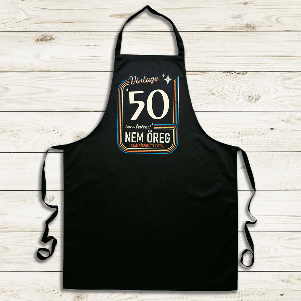 Vintage egyedi évszámos születésnapi fekete kötény