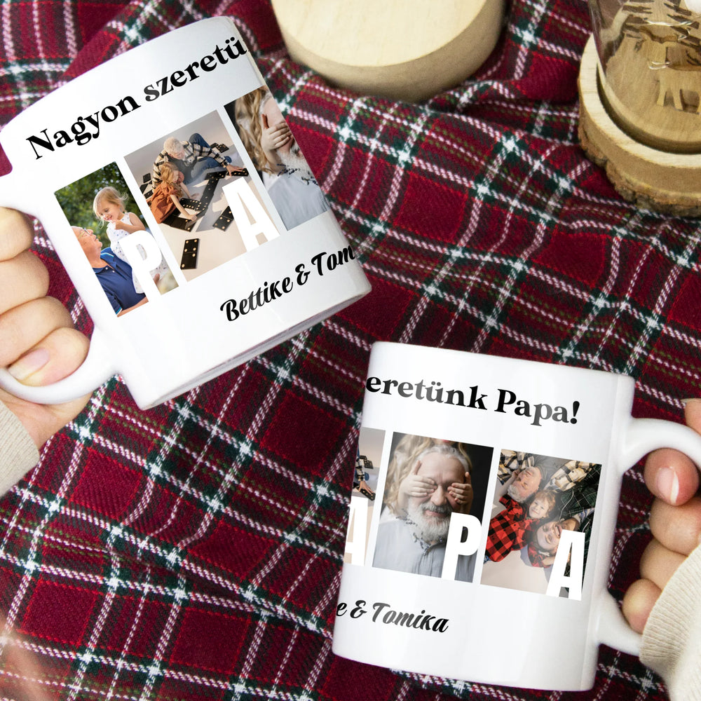 Ajándék Papának - Egyedi képes Papa szeretünk bögre