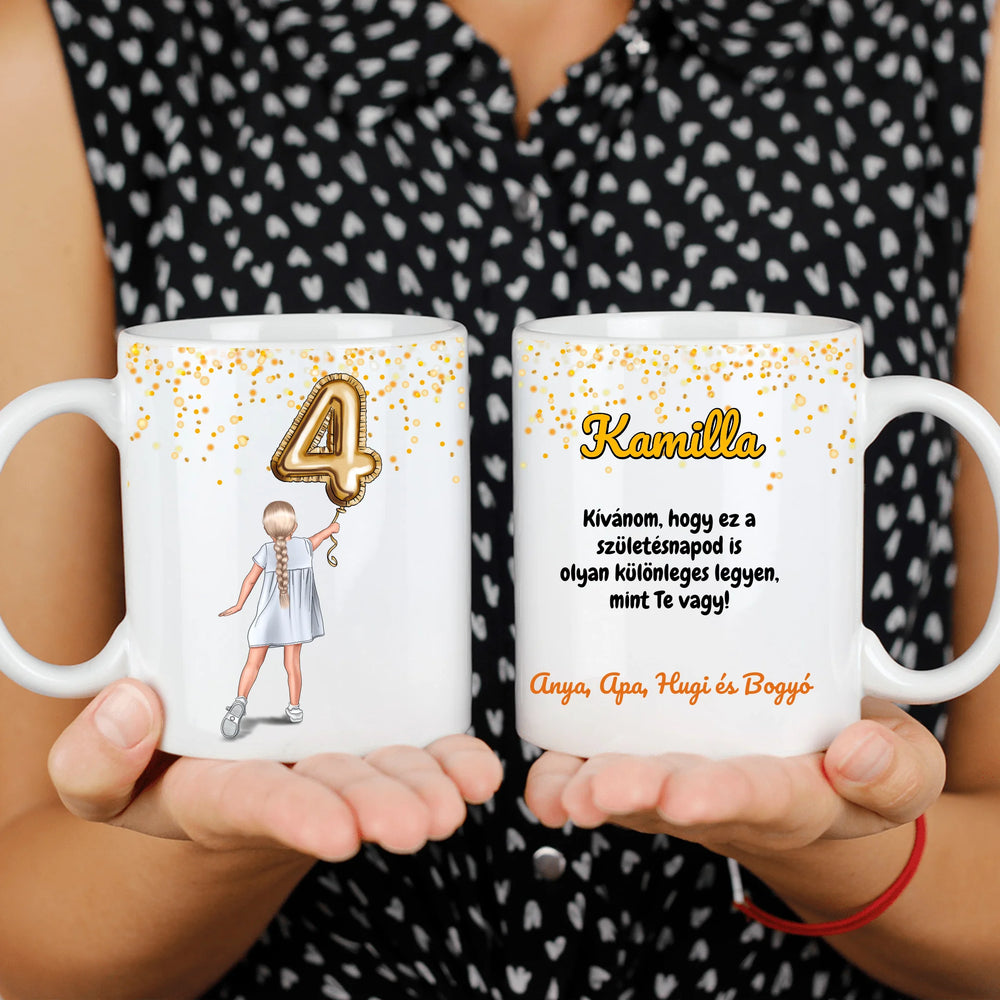 Egyedi szülinapi bögre szerkeszthető karakterrel