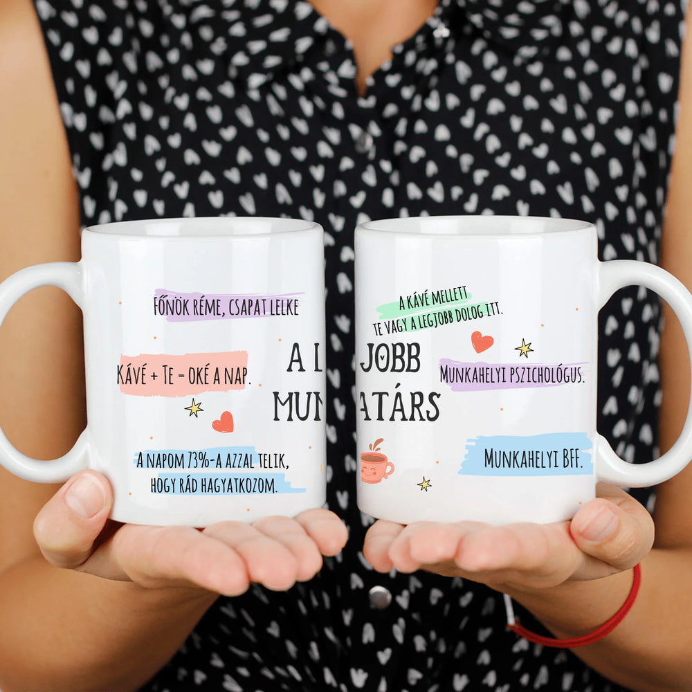 Egyedi feliratos bögre - ajándék a legjobb munkatársaknak