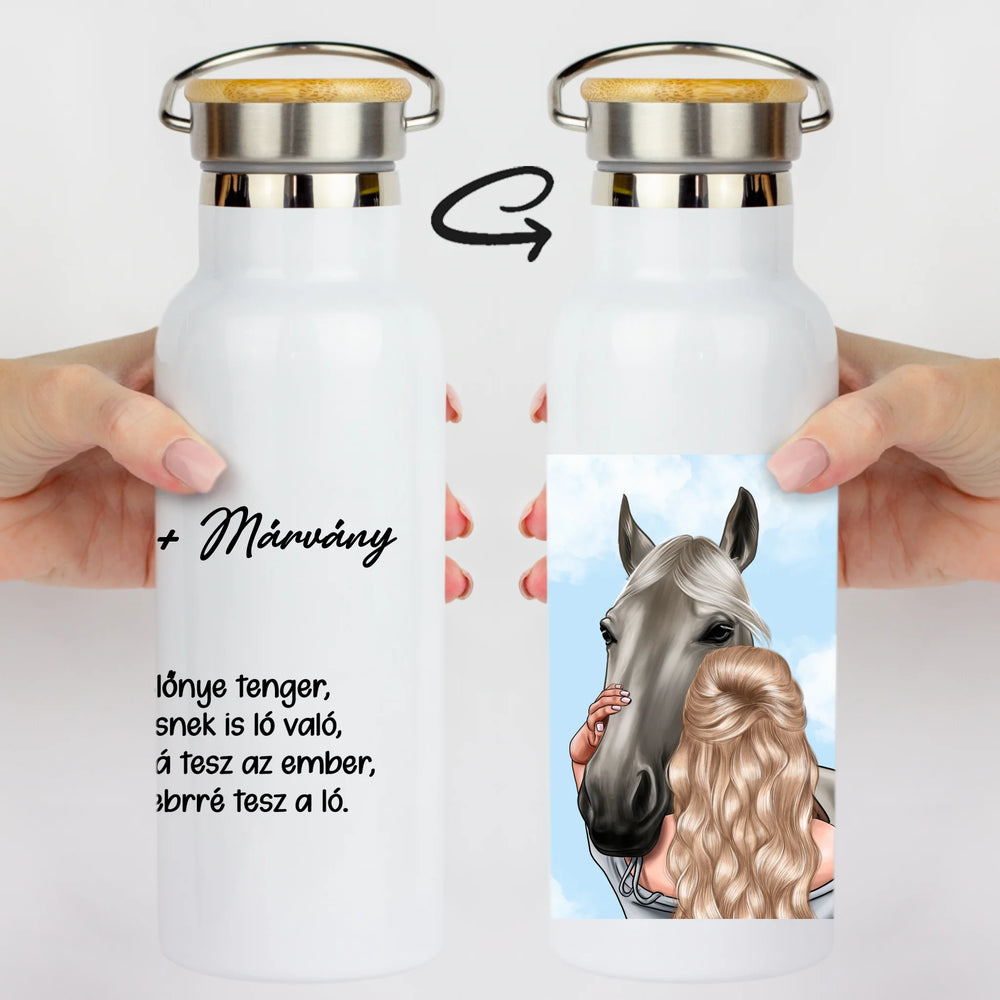 Egyedi lovas idézetes kulacs szerkeszthető karakterrel