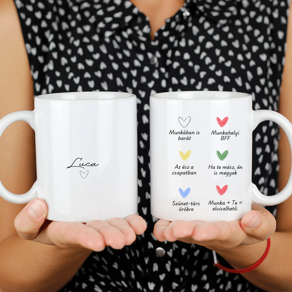 Munkatárs jellemző ajándék bögre szerkeszthető felirattal