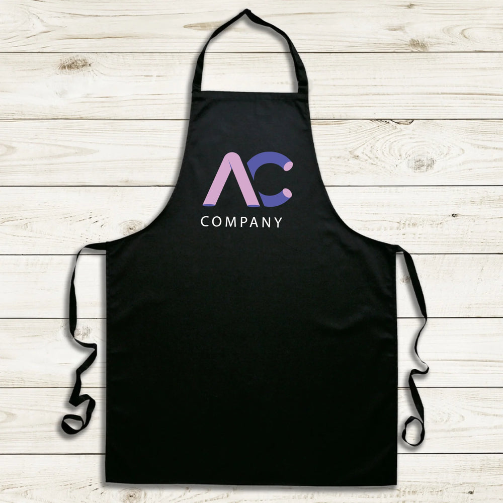 Logózott ajándék - fekete kötény saját logóval és felirattal