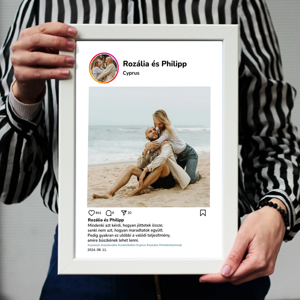 Instagram stílusú falikép - Egyedi feliratos 2 képpel