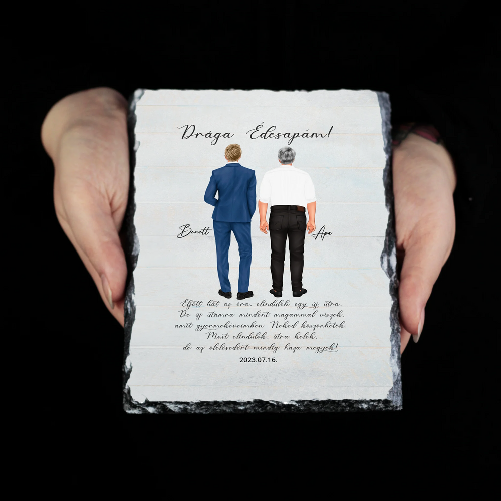 Drága Édesapám gránitkép - személyre szabható esküvői köszönőajándék apáknak fiútól