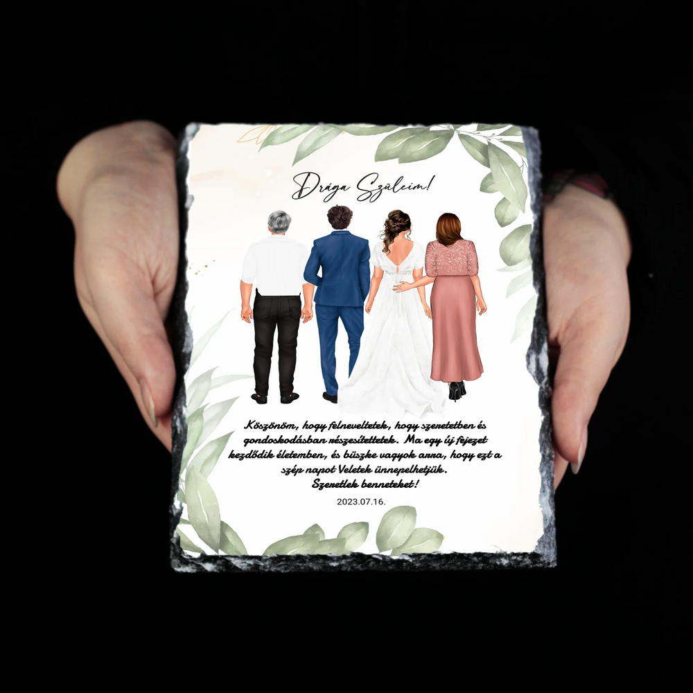 Drága Édesanyám gránitkép - személyre szabható esküvői köszönőajándék anyukáknak fiútól