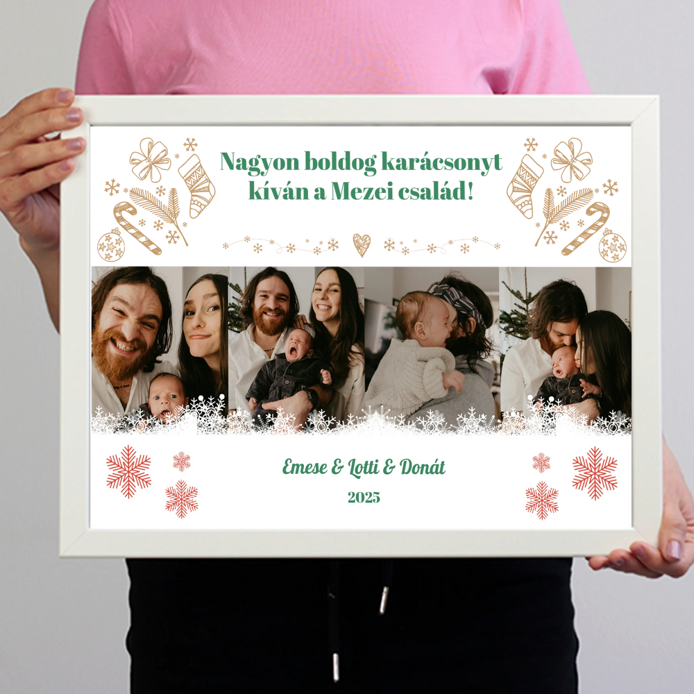 Karácsonyi falikép 4 képpel és egyedi feliratokkal