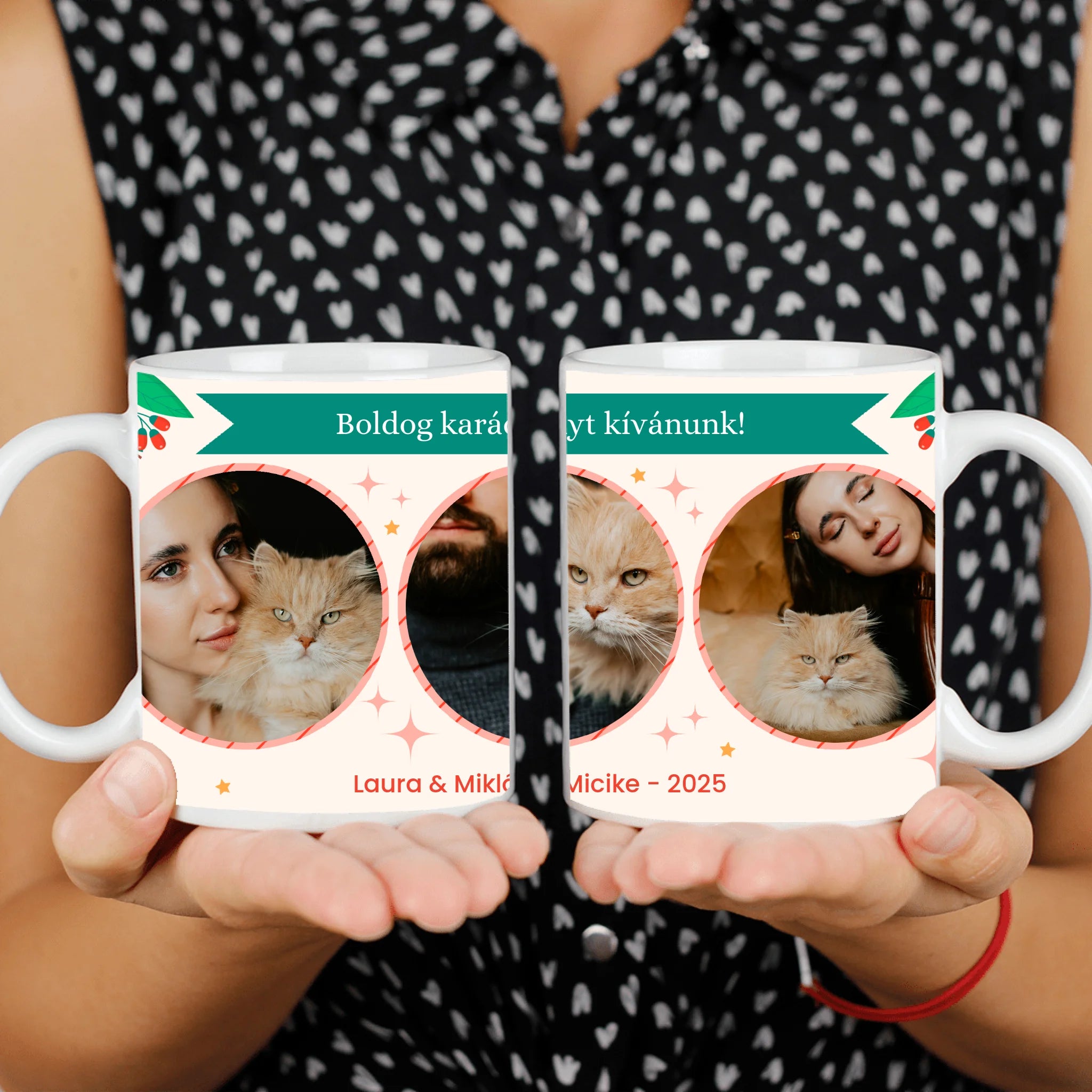 Karácsonyi bögre 3 képpel és egyedi feliratokkal