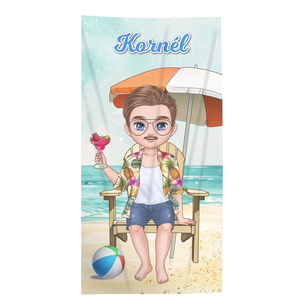 Egyedi strandtörölköző cuki karakteres - ajándék férfiaknak