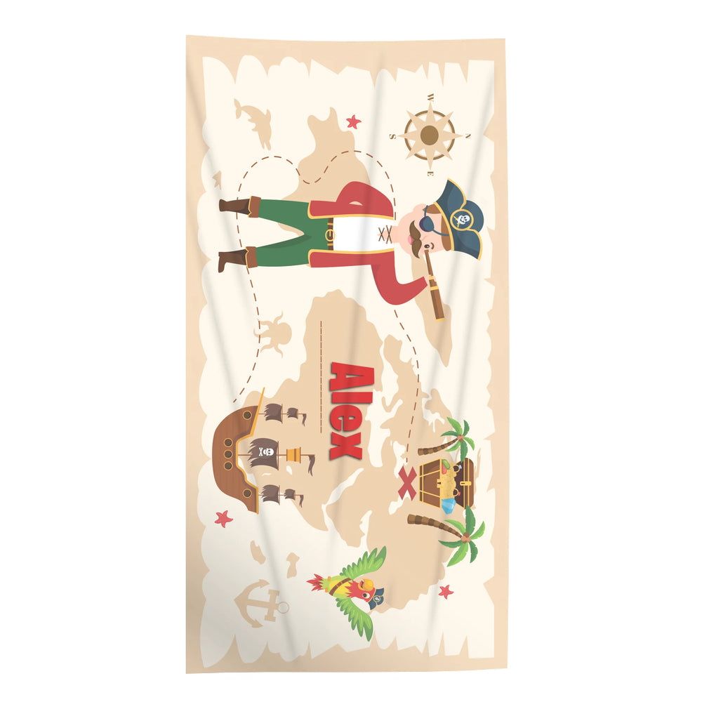 Kalóz mintás strandtörölköző saját névvel - ajándék gyerekeknek