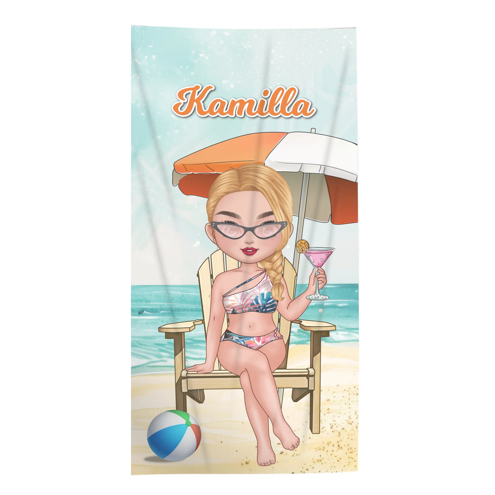 Egyedi strandtörölköző cuki karakteres - ajándék nőknek