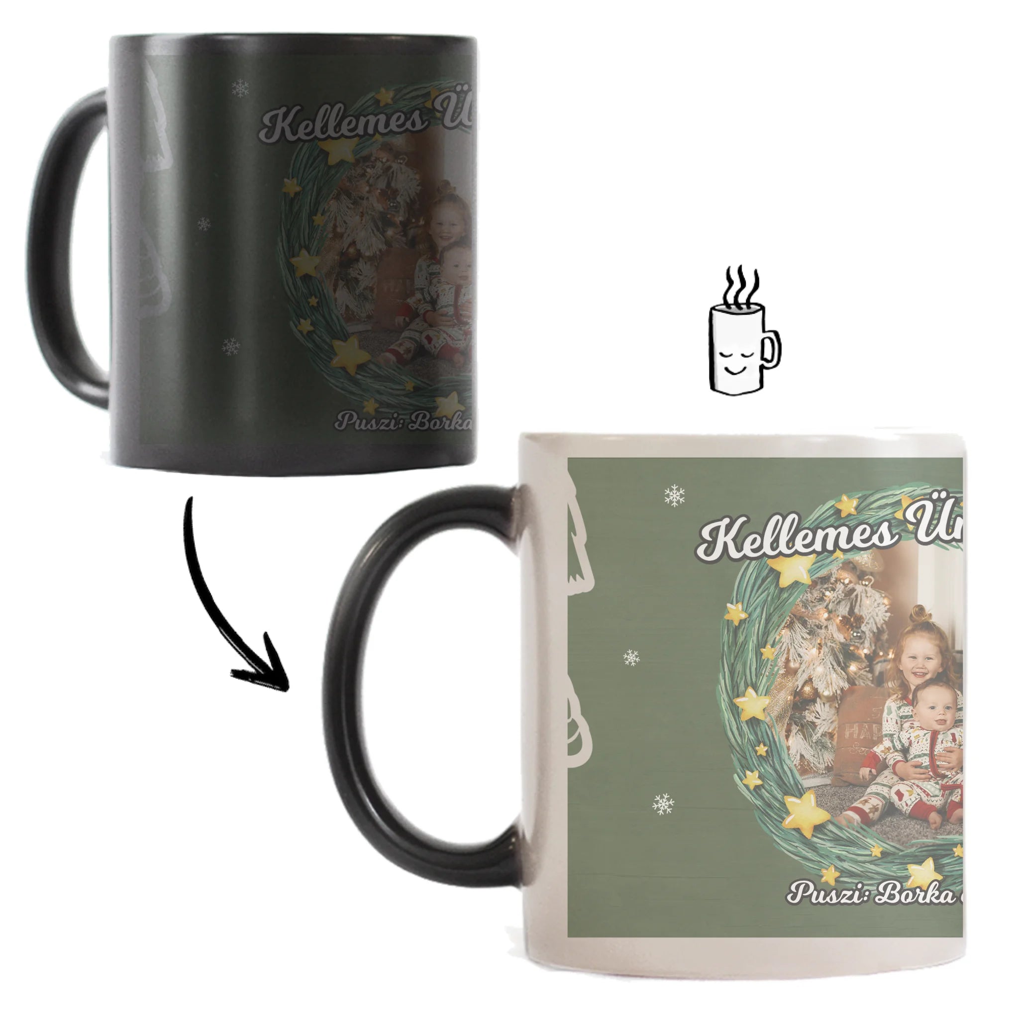 Egyedi karácsonyi bögre saját képpel és felirattal