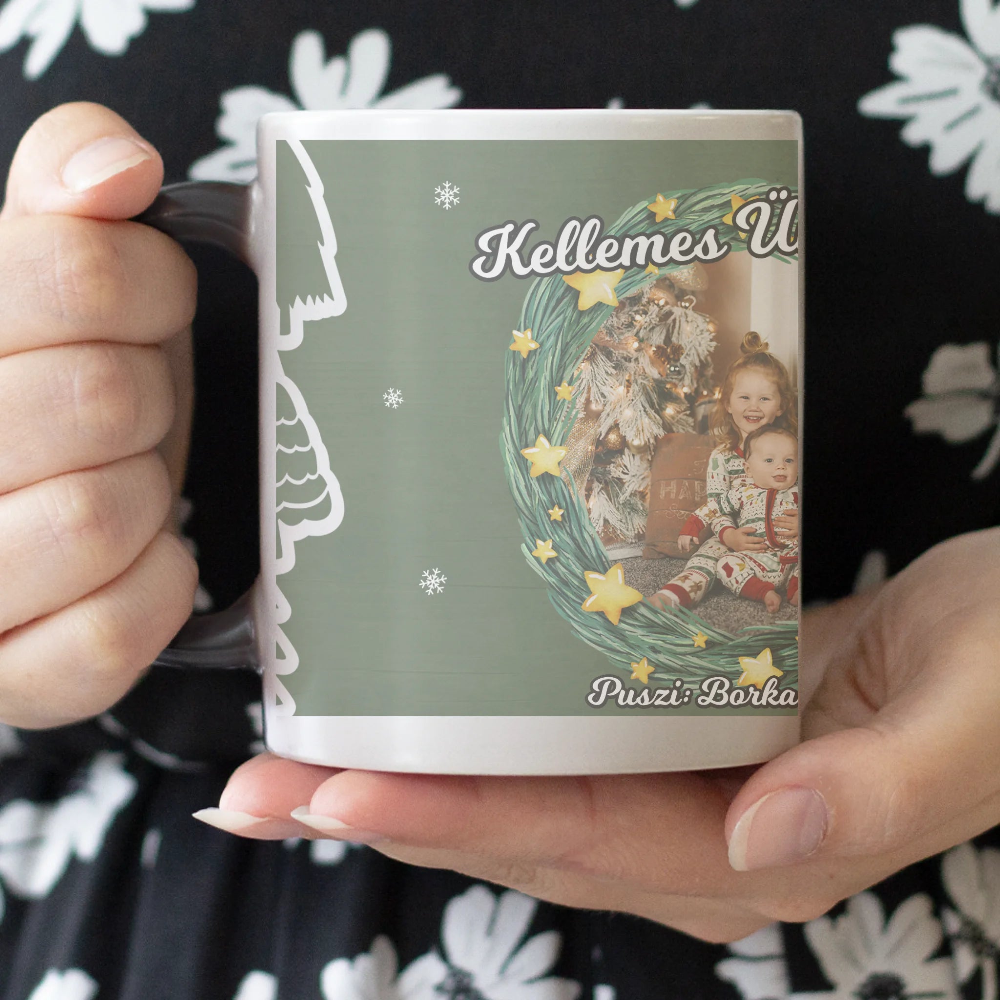 Egyedi karácsonyi bögre saját képpel és felirattal