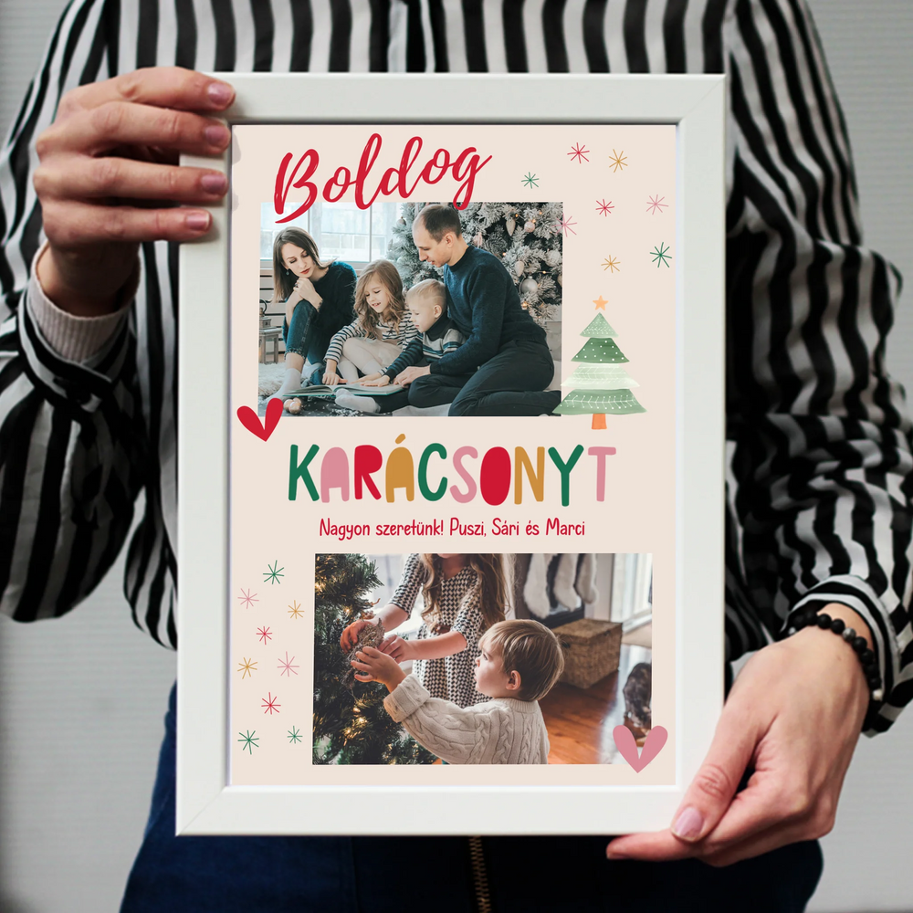 Boldog Karácsonyt - egyedi falikép 2 fotóval