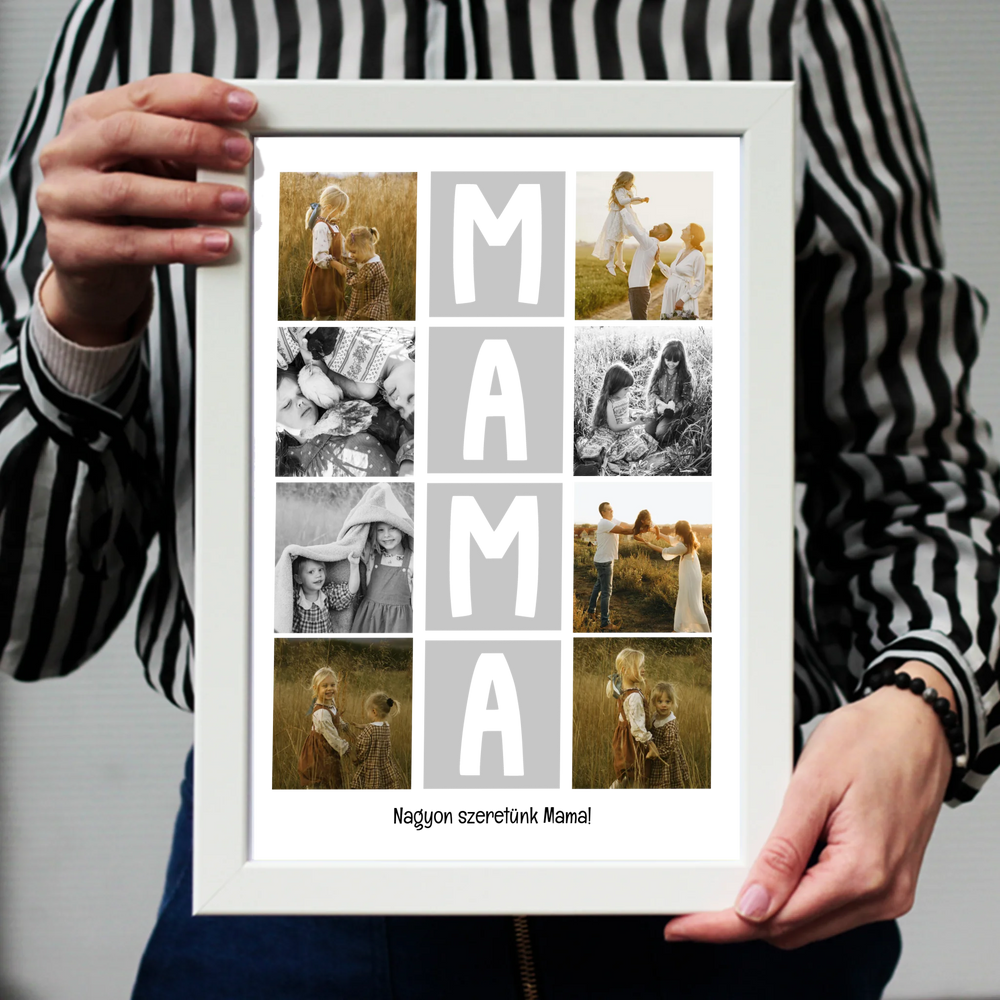 8 fényképes fotókollázs falikép - egyedi ajándék nagymamáknak