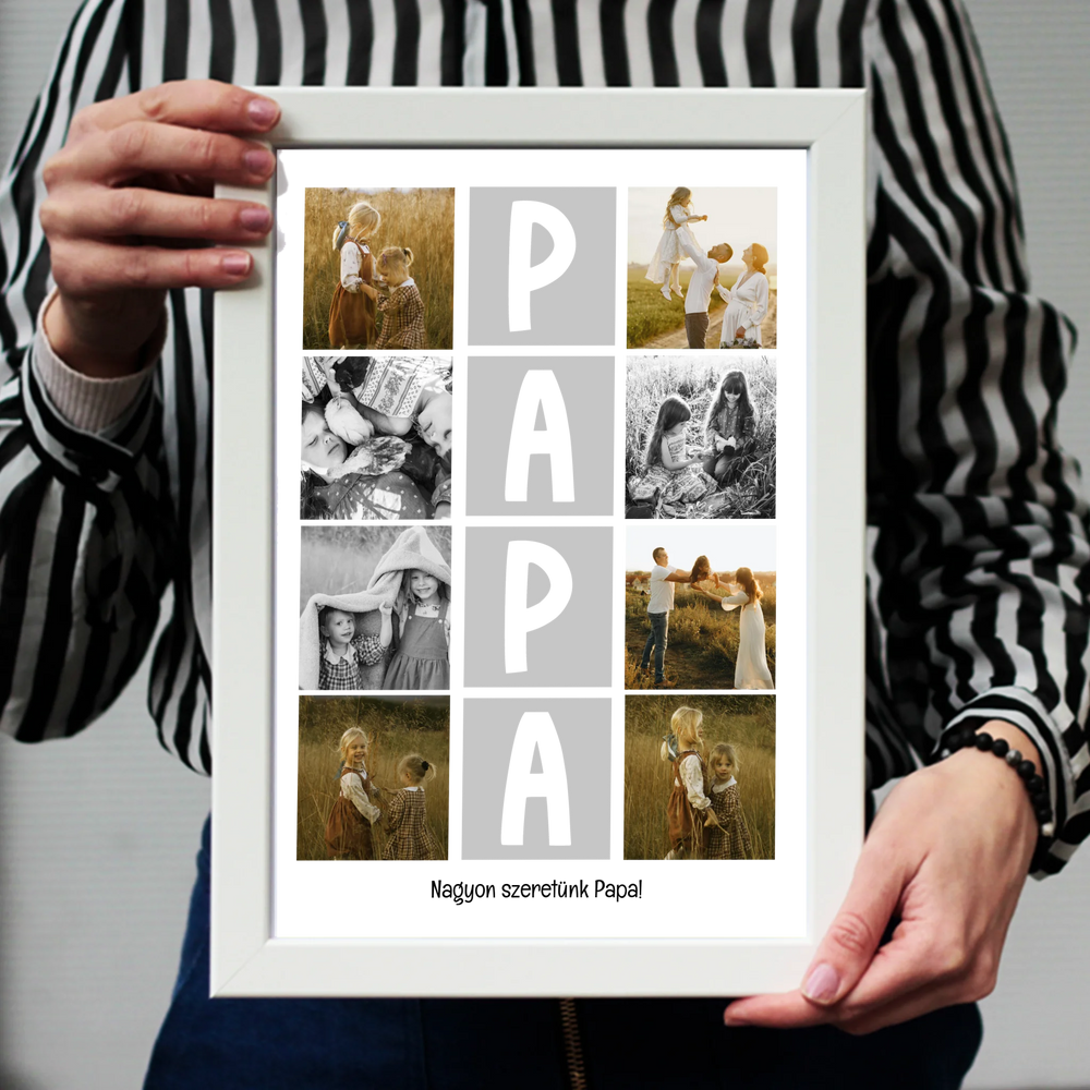 8 fényképes fotókollázs falikép - egyedi ajándék nagypapáknak