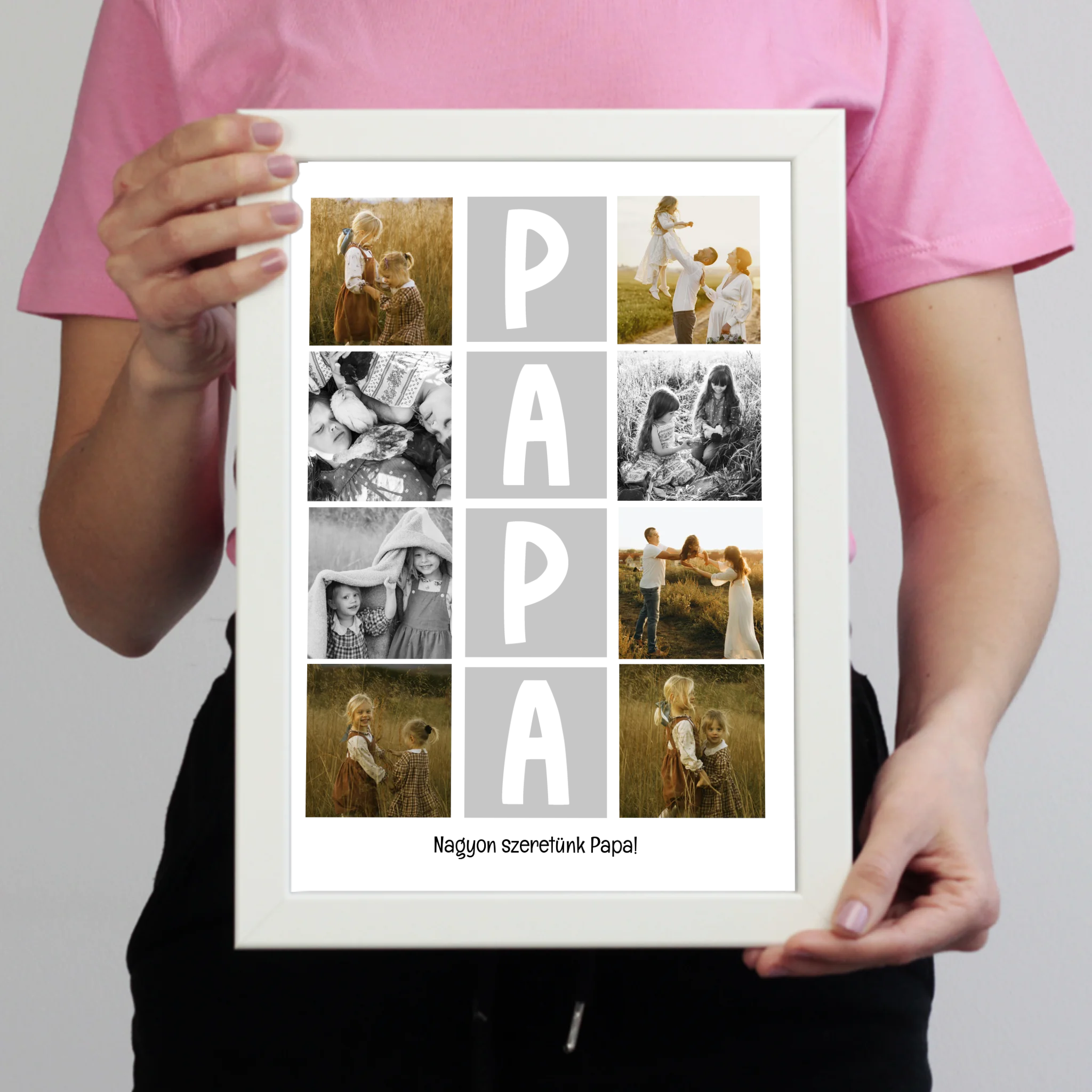 8 fényképes fotókollázs falikép - egyedi ajándék nagypapáknak
