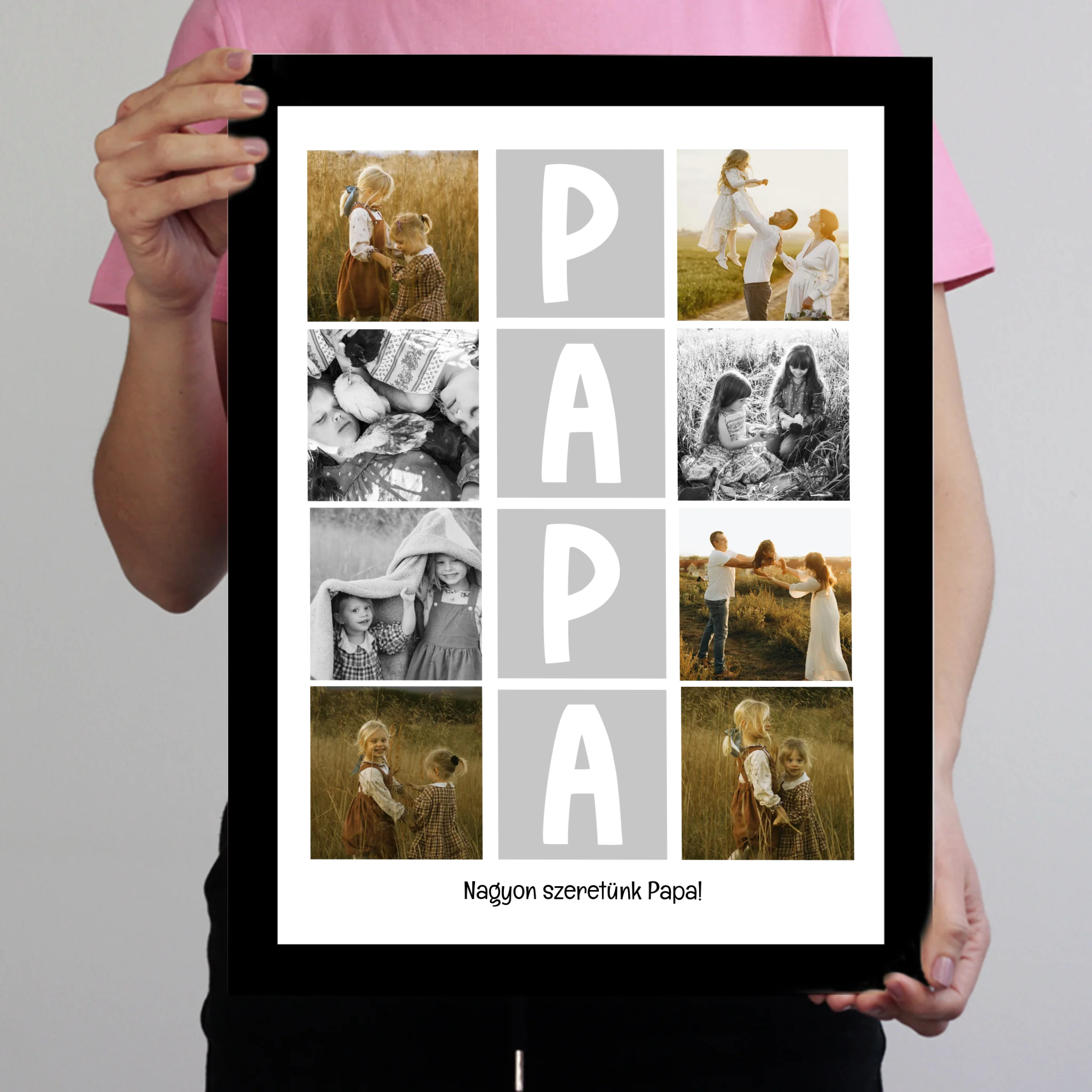 8 fényképes fotókollázs falikép - egyedi ajándék nagypapáknak