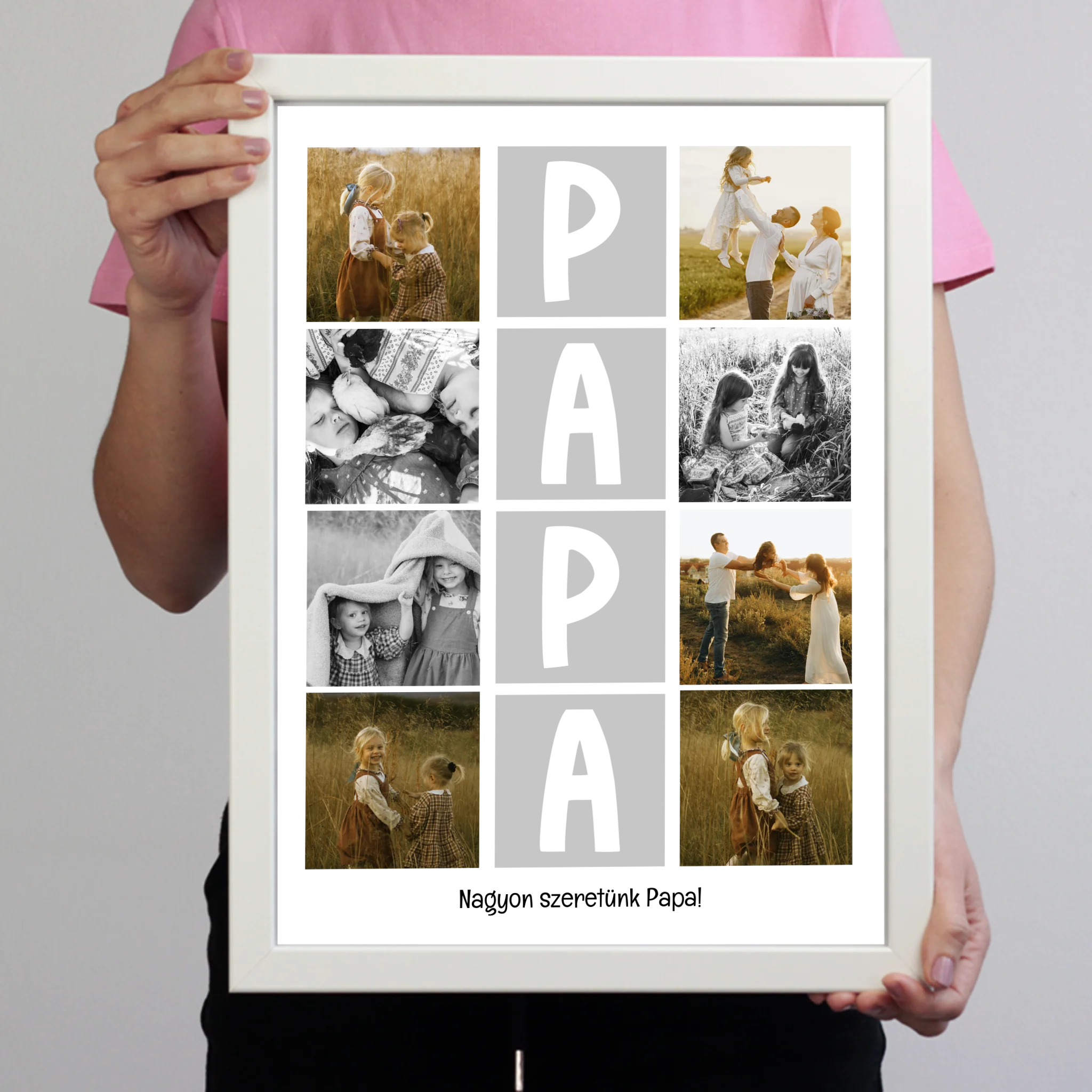 8 fényképes fotókollázs falikép - egyedi ajándék nagypapáknak