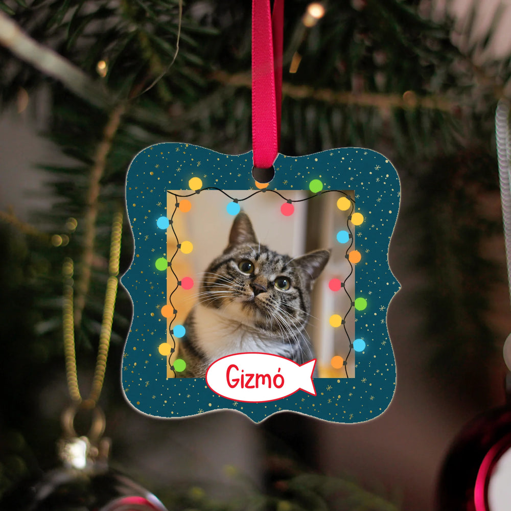 Állatos négyzet alakú karácsonyfadísz - saját névvel