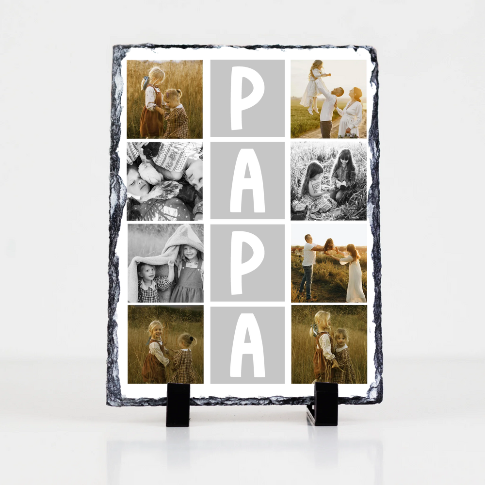 8 fényképes fotókollázs fényképes gránitkő- egyedi ajándék nagypapáknak