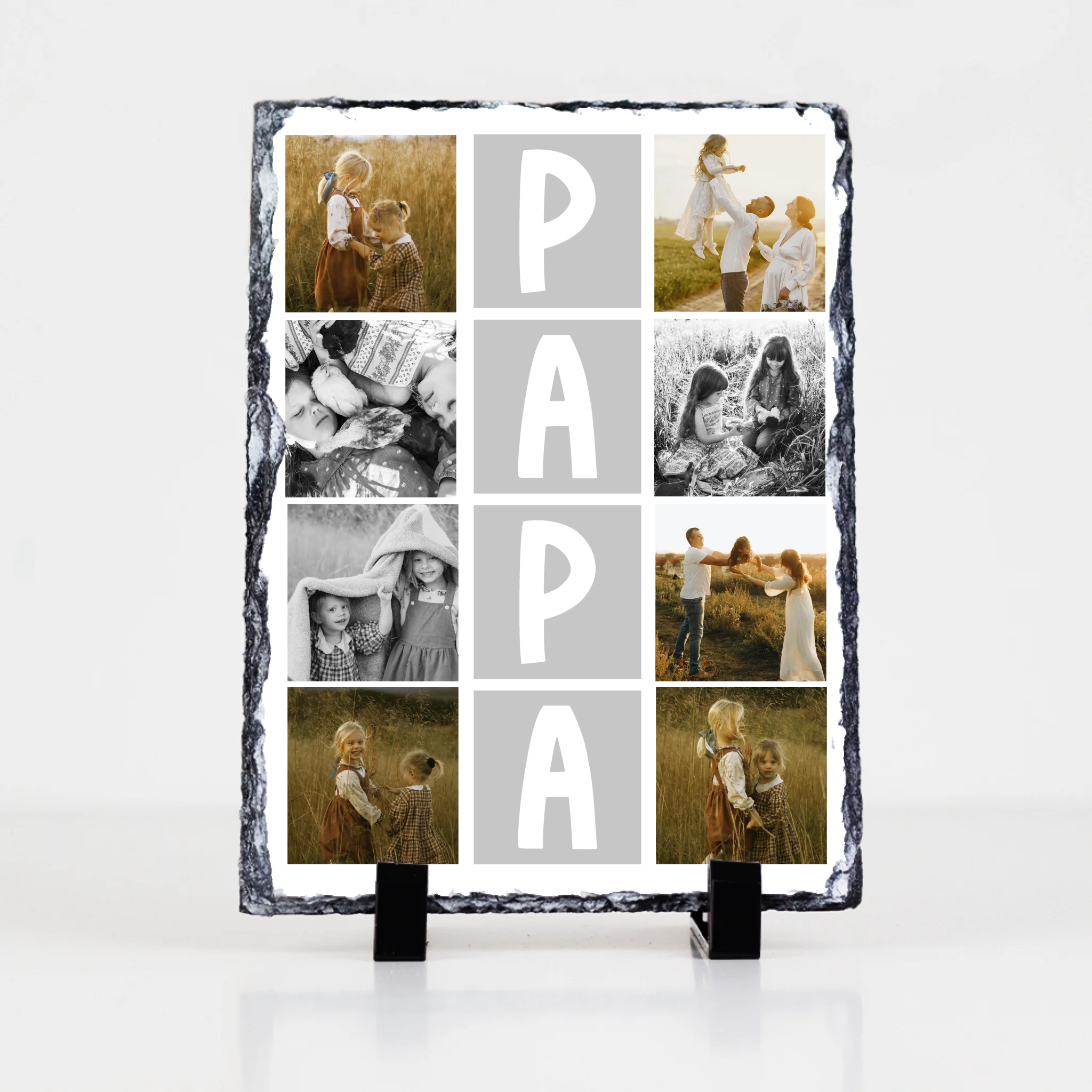 8 fényképes fotókollázs fényképes gránitkő- egyedi ajándék nagypapáknak