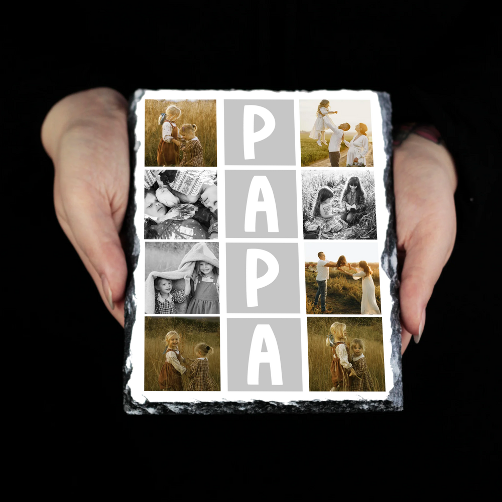 8 fényképes fotókollázs fényképes gránitkő- egyedi ajándék nagypapáknak