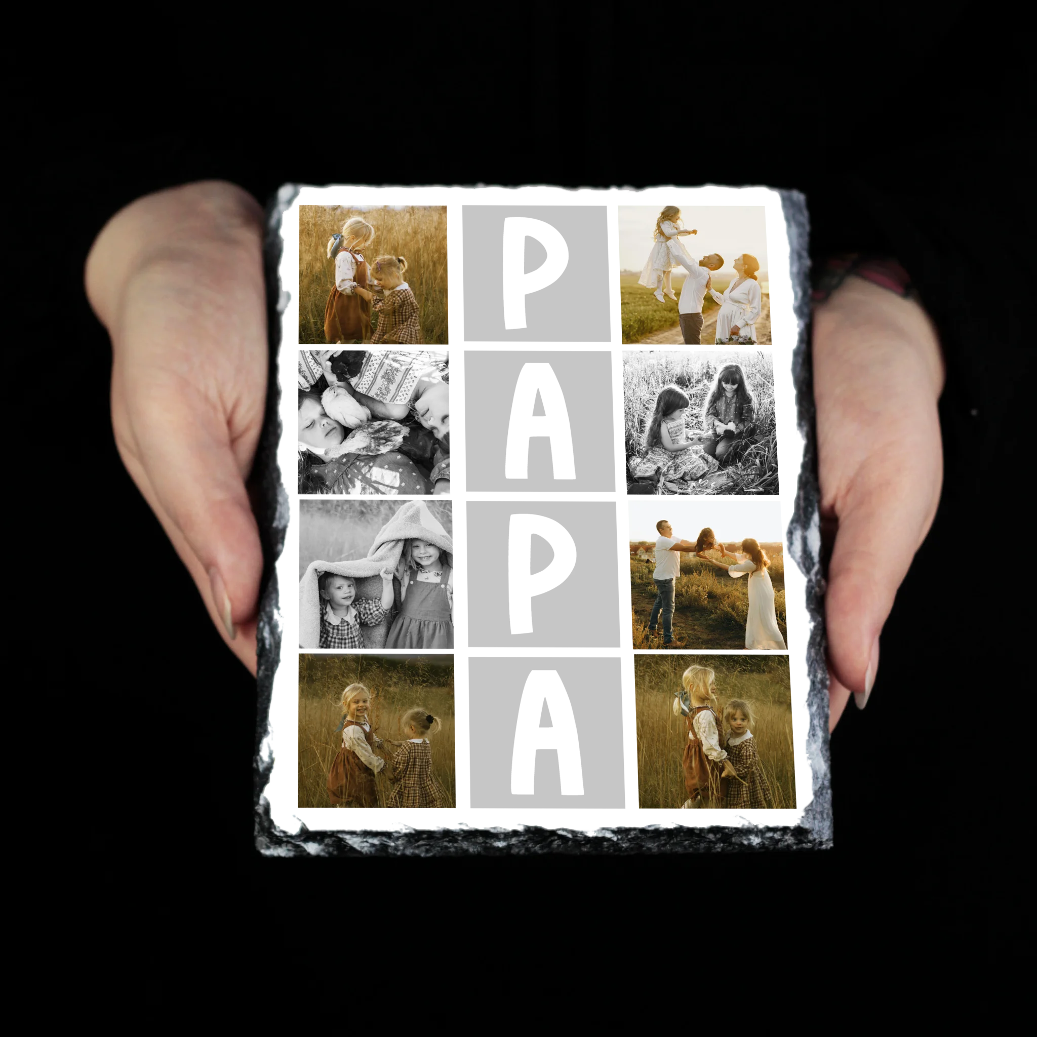 8 fényképes fotókollázs fényképes gránitkő- egyedi ajándék nagypapáknak