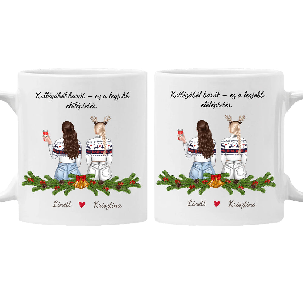 Karácsonyi bögre kollégának szerkeszthető karakterekkel