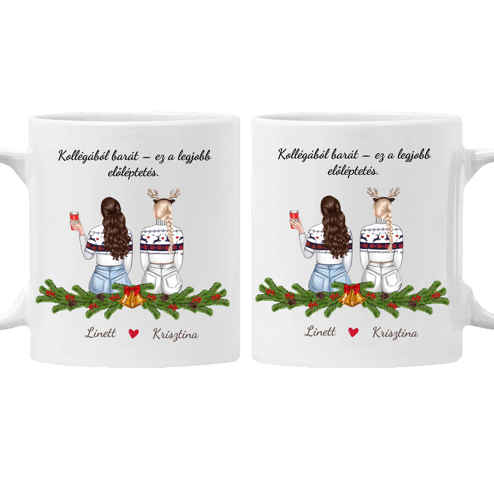 Karácsonyi bögre kollégának szerkeszthető karakterekkel