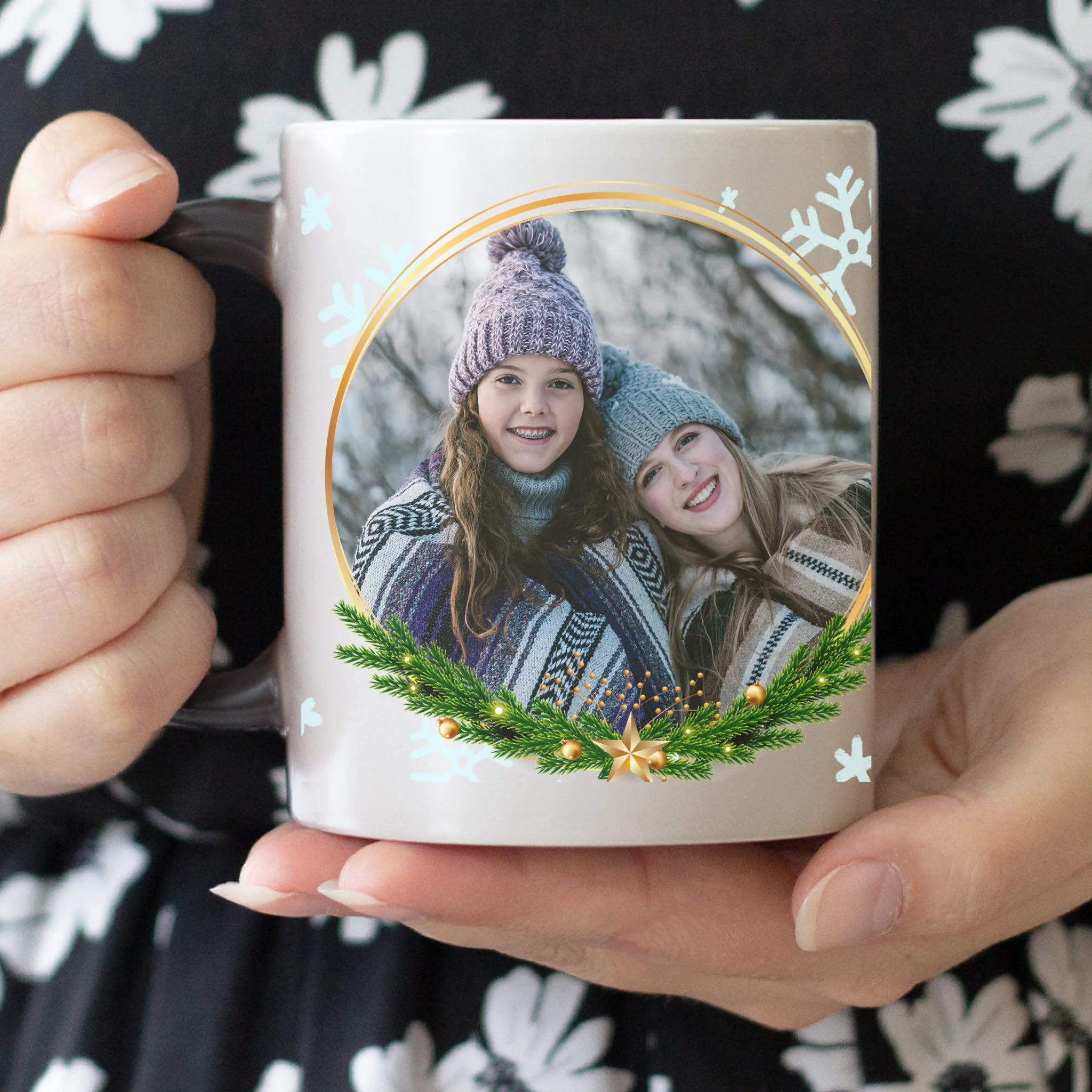 Karácsonyi bögre egy képpel és egyedi névvel