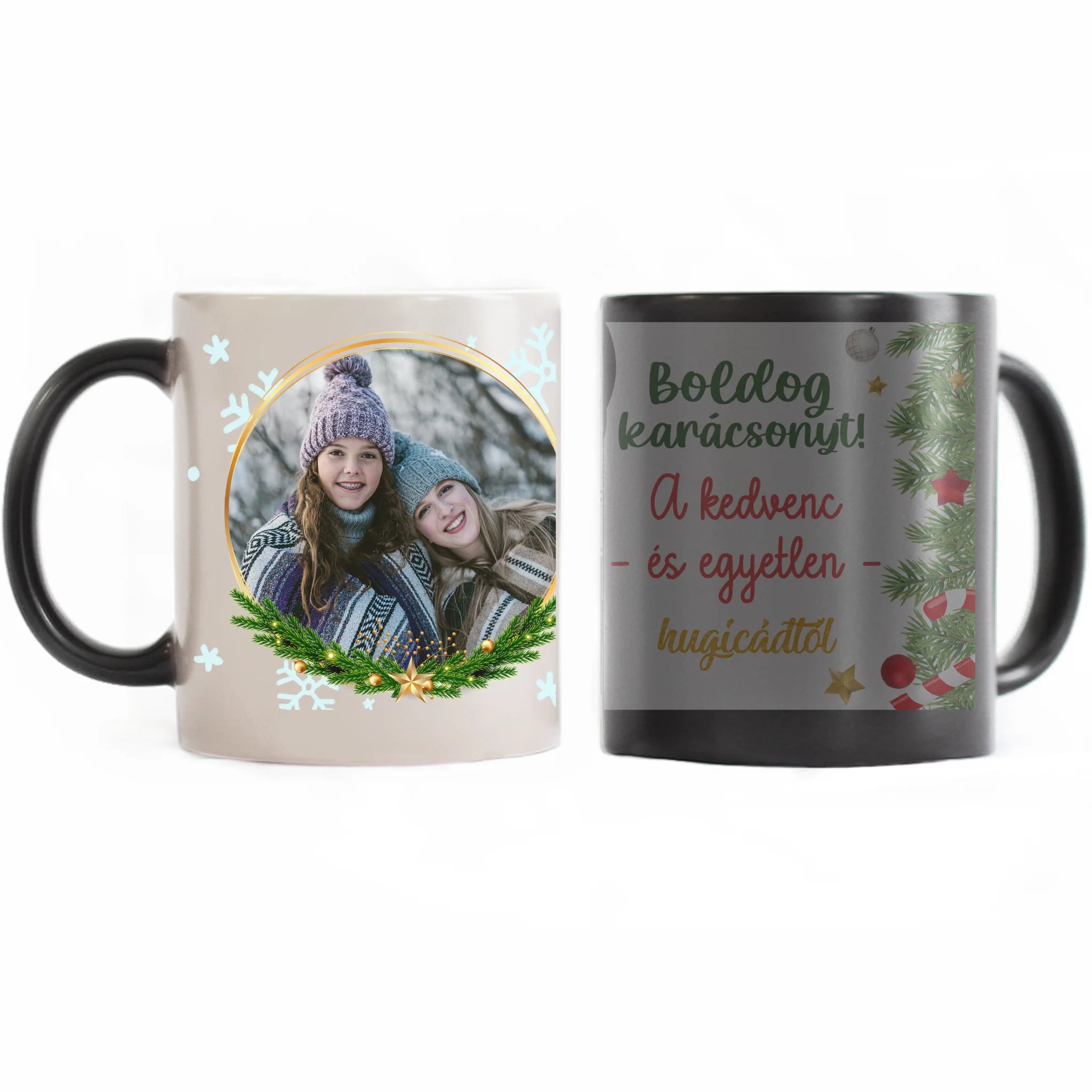 Karácsonyi bögre egy képpel és egyedi névvel